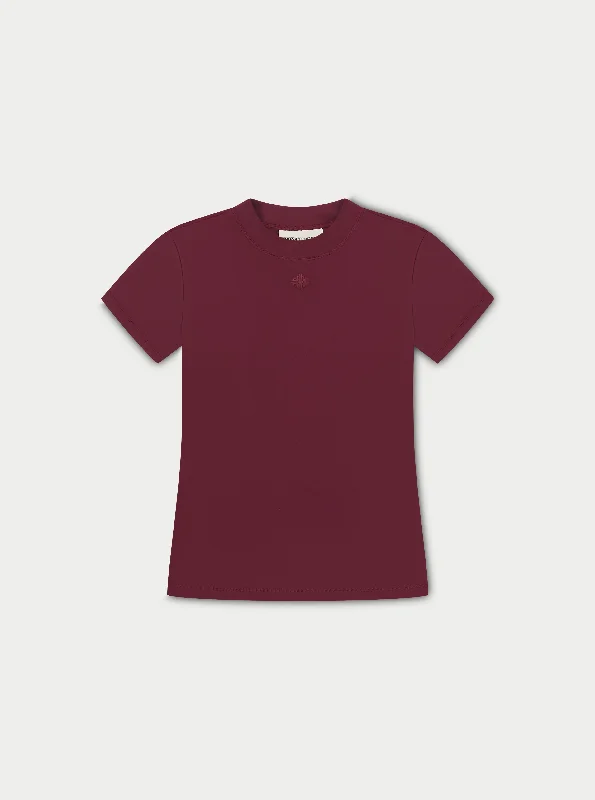 SCULPTING STRETCH EMBLEM BABY TEE - BURGUNDY