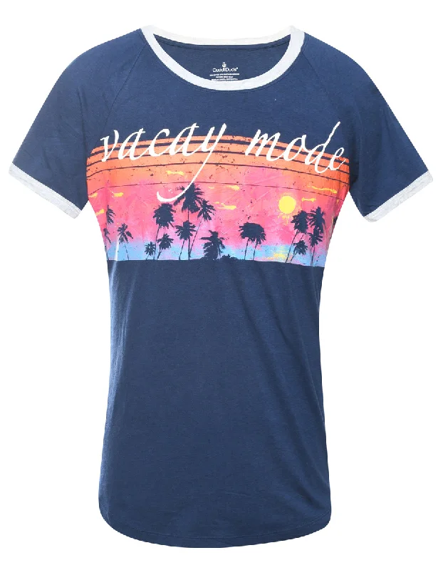 2000s Vacay Mode Printed T-shirt - M